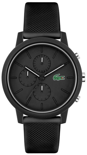 Lacoste 12.12 Chronograph Black Dial Black Silicon Strap Watch for Men - 2011243