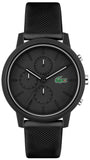 Lacoste 12.12 Chronograph Black Dial Black Silicon Strap Watch for Men - 2011243