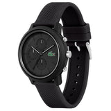 Lacoste 12.12 Chronograph Black Dial Black Silicon Strap Watch for Men - 2011243
