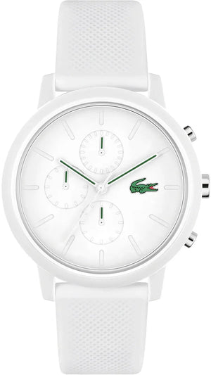 Lacoste 12.12 Chronograph White Dial White Silicon Strap Watch for Men  - 2011246