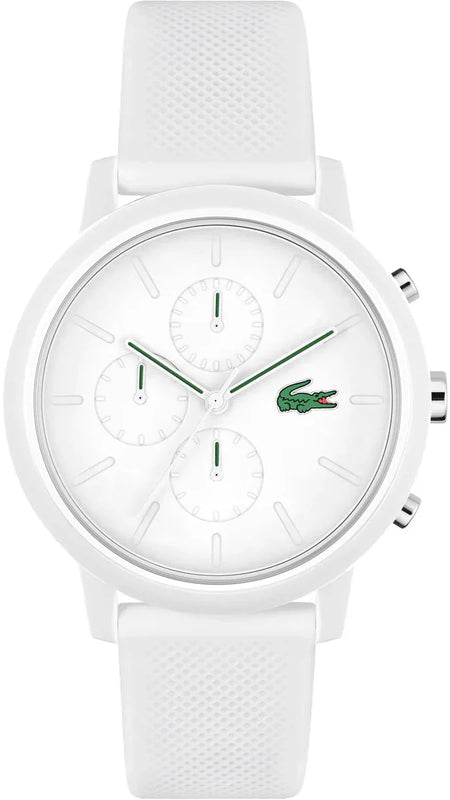 Lacoste 12.12 Chronograph White Dial White Silicon Strap Watch for Men  - 2011246
