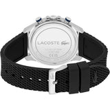 Lacoste Neoheritage Chronograph Blue Dial Black Silicone Strap Watch for Men - 2011252