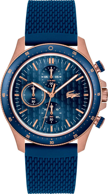 Lacoste Neoheritage Chronograph Blue Dial Blue Silicone Strap Watch for Men - 2011253