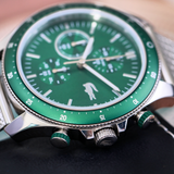 Lacoste Neoheritage Chronograph Green Dial Silver Steel Strap Watch for Men - 2011255