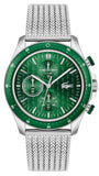 Lacoste Neoheritage Chronograph Green Dial Silver Steel Strap Watch for Men - 2011255