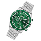 Lacoste Neoheritage Chronograph Green Dial Silver Steel Strap Watch for Men - 2011255
