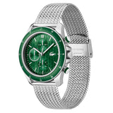 Lacoste Neoheritage Chronograph Green Dial Silver Steel Strap Watch for Men - 2011255