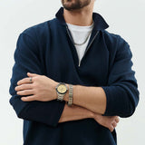 Lacoste Boston Chronograph Beige Dial Silver Steel Strap Watch for Men - 2011271