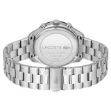 Lacoste Boston Chronograph Black Dial Silver Steel Strap Watch for Men - 2011272