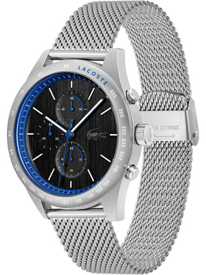 Lacoste Apext Black Dial Silver Steel Strap Watch for Men - 2011298