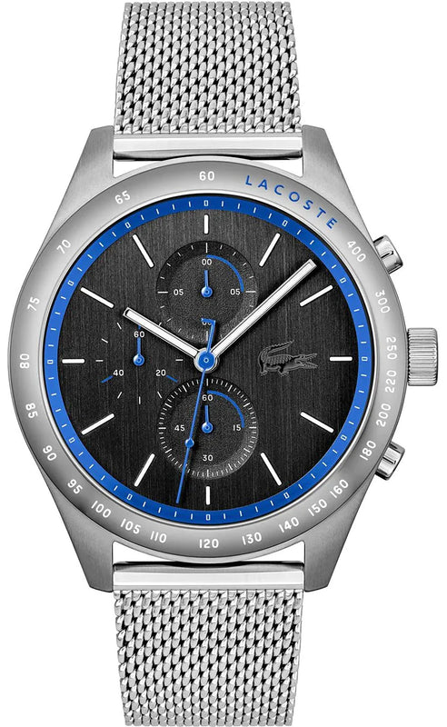 Lacoste Apext Black Dial Silver Steel Strap Watch for Men - 2011298