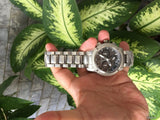 Burberry Utilitarian Chronograph Black Dial Silver Steel Strap Watch For Men - BU9800
