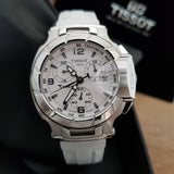 Tissot T Race Lady Chronograph White Dial White Rubber Strap Watch for Women - T048.217.17.017.00