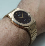 D1 Milano Ultra Thin Brown Dial Gold Steel Strap Watch for Men - D1-UTBJ13