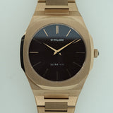 D1 Milano Ultra Thin Brown Dial Gold Steel Strap Watch for Men - D1-UTBJ13