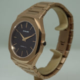 D1 Milano Ultra Thin Brown Dial Gold Steel Strap Watch for Men - D1-UTBJ13