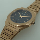 D1 Milano Ultra Thin Brown Dial Gold Steel Strap Watch for Men - D1-UTBJ13