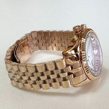 Michael Kors Lexington Purple Dial Rose Gold Steel Strap Watch For Women - MK6207