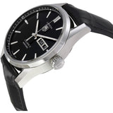 Tag Heuer Carrera Automatic Black Dial Black Leather Strap Watch for Men - WAR201A.FC6266