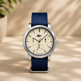 Lacoste Metro White Dial Blue Textile Strap Watch for Men - 2010875