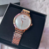 Emporio Armani Modern Mother of Pearl White Dial Rose Gold Steel Strap Watch for Women - AR11158
