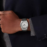 D1 Milano Ultra Thin Linen White Dial Silver Steel Strap Watch for Unisex - D1-UTBJ23