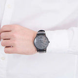 Emporio Armani Renato Black Dial Black Leather Strap Watch for Men - AR11276