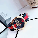 Gucci G Timeless Bee Red & Blue Dial Red Two Tone Nylon Strap Watch For Men - YA1264061