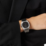 D1 Milano Ultra Thin Aventurine Black Dial Silver Steel Strap Watch for Men - D1-UTBJ29