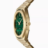 D1 Milano Ultra Thin Malachite Green Dial Gold Steel Strap Watch for Men - D1-UTBJ30