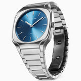 D1 Milano Square Caribbean Blue Dial Silver Steel Strap Watch for Men - D1-SQBJ07