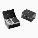 D1 Milano Square Caribbean Blue Dial Silver Steel Strap Watch for Men - D1-SQBJ07