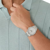 D1 Milano Ultra Thin Linen White Dial Silver Steel Strap Watch for Unisex - D1-UTBJ23