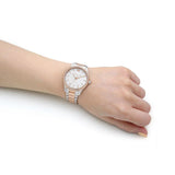 Michael Kors Layton Three Hand Mother of Pearl White Dial Two Tone Steel Strap Watch For Women - MK6849