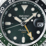 Seiko 5 Sports SKX GMT Automatic Green Dial Silver Steel Strap Watch For Men - SSK035K1