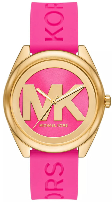 Michael Kors Janelle Quartz Pink Dial Pink Rubber Strap Watch For Women - MK7349