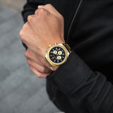 Maserati Stile 45mm Chronograph Black Dial Gold Steel Strap Watch For Men - R8873642001