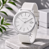 Lacoste 12.12 Move Silver Dial White Silicone Strap Watch for Men - 2011240