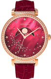 Swarovski Passage Moon Phase Red Dial Red Leather Strap Watch for Women - 5613323