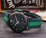 Emporio Armani Luigi XLarge Chronograph Green Dial Green Fabric Strap Watch for Men - AR1950