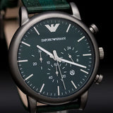 Emporio Armani Luigi XLarge Chronograph Green Dial Green Fabric Strap Watch for Men - AR1950