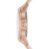 Michael Kors Ritz Analog Crystals Silver Dial Rose Gold Steel Strap Watch for Women - MK6863