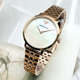 Emporio Armani Modern Mother of Pearl White Dial Rose Gold Steel Strap Watch for Women - AR11158