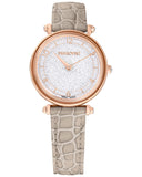 Swarovski Crystalline Wonder Silver Dial Beige Leather Strap Watch for Women - 5656899