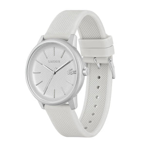 Lacoste 12.12 Move Silver Dial White Silicone Strap Watch for Men - 2011240