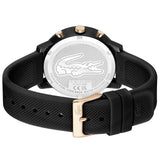 Lacoste 12.12 Chronograph Black Dial Black Silicon Strap Watch for Men - 2011247