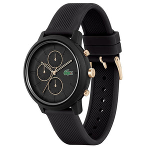 Lacoste 12.12 Chronograph Black Dial Black Silicon Strap Watch for Men - 2011247