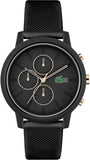 Lacoste 12.12 Chronograph Black Dial Black Silicon Strap Watch for Men - 2011247