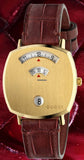 Gucci Grip Quartz Yellow Gold Dial Maroon Leather Strap Watch For Women - YA157405