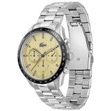 Lacoste Boston Chronograph Beige Dial Silver Steel Strap Watch for Men - 2011271